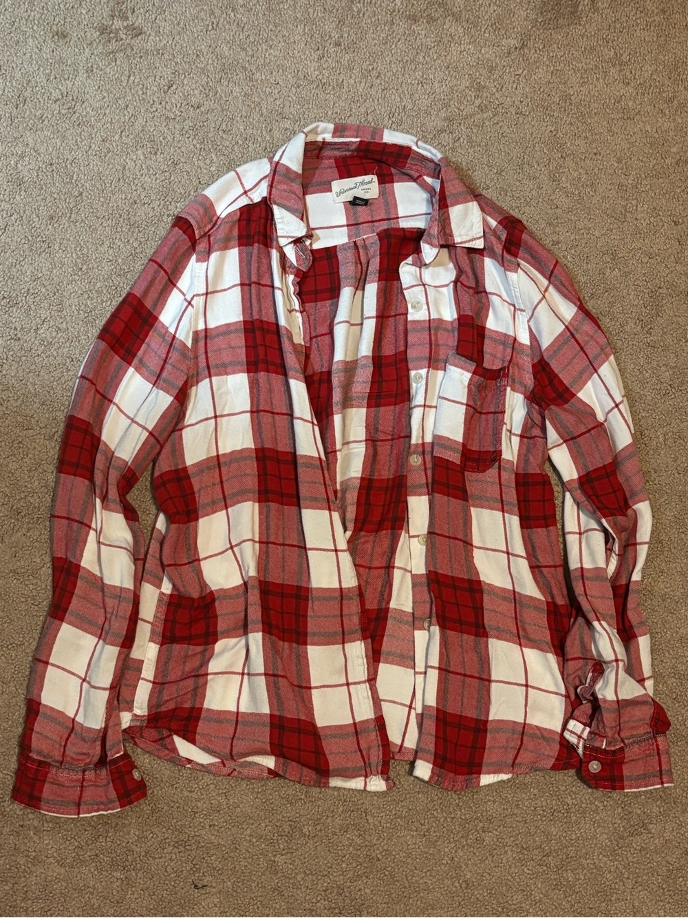 Universal Thread Red & White Plaid Button-Down Shirt